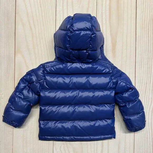 Moncler Enfant Maya Down Jacket Toddler Size 2Y Removeable Hood Glossy Blue - Picture 2 of 15